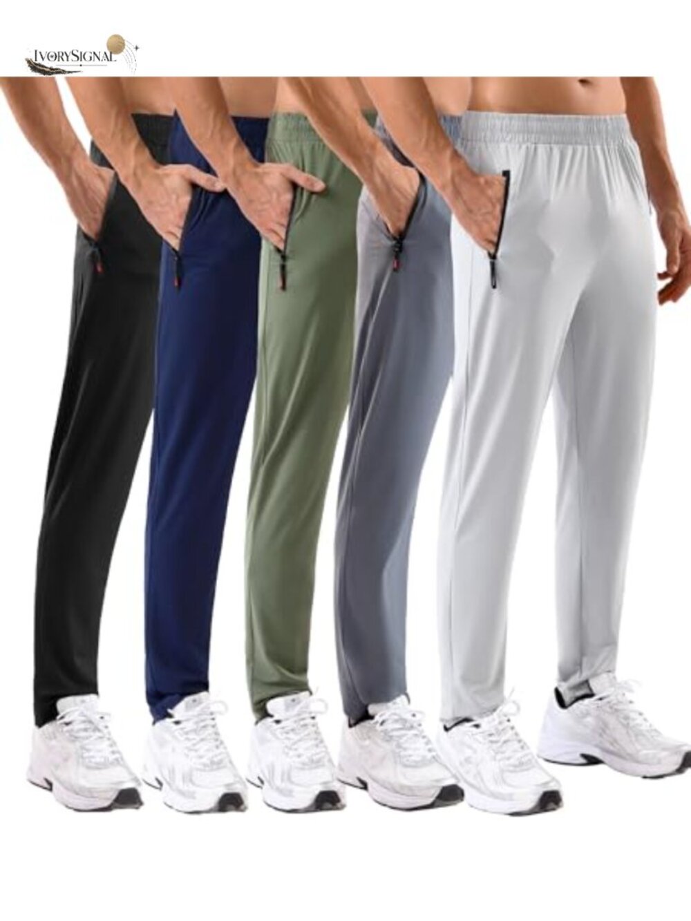 5 Pack Men's Sweatpants Zipper Pockets Stretch Lightweight Athletic